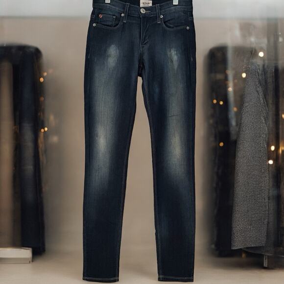 New Hudson Cotton Denim Medium Dark Wash Distressed Casual Skinny Jeans 24 NWOT - Picture 1 of 14